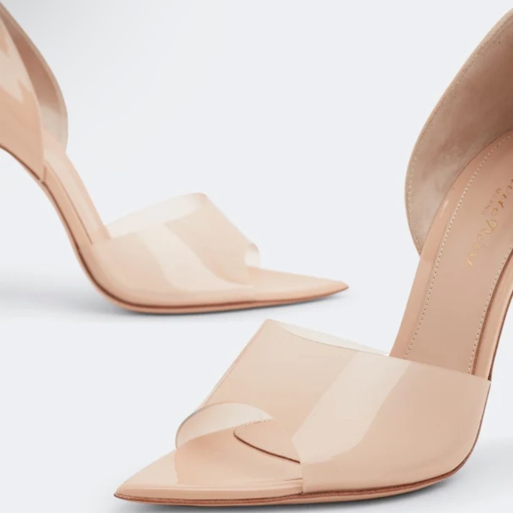Gianvito Rossi Bree Leather & PVC Peep-Toe Pumps – Tan – Size 36